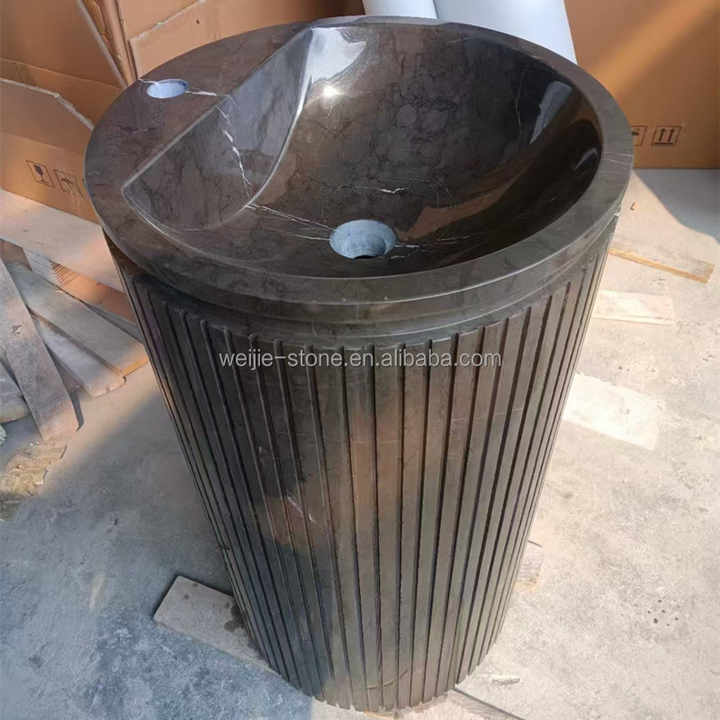 Bồn rửa mặt bằng đá xám, bồn rửa mặt bằng đá cẩm thạch, bồn rửa mặt đứng bằng đá tự nhiên màu tối - Daisan Store