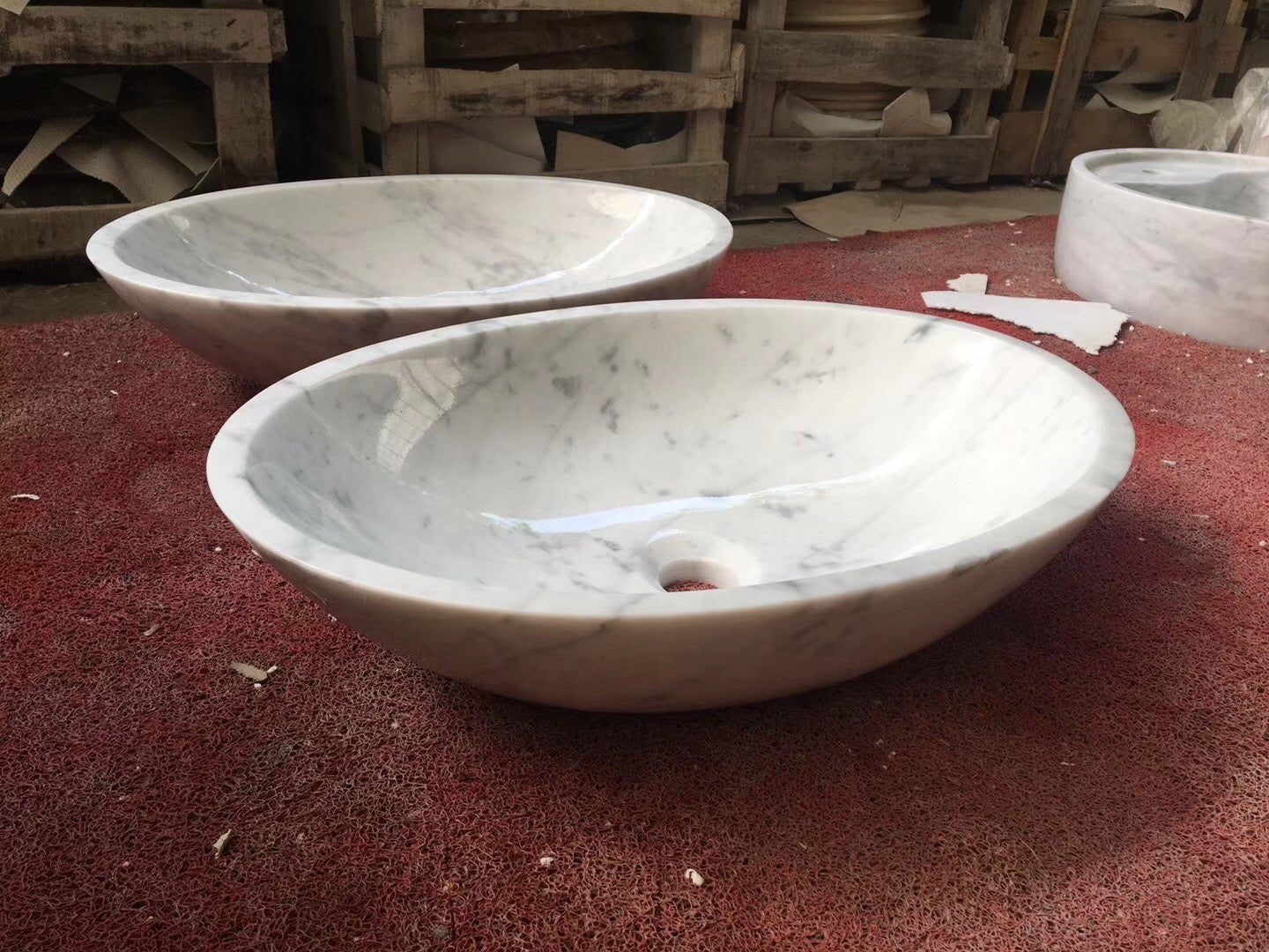 Bồn rửa mặt đá cẩm thạch bầu dục lỗ vòi 4 inch - Daisan Store