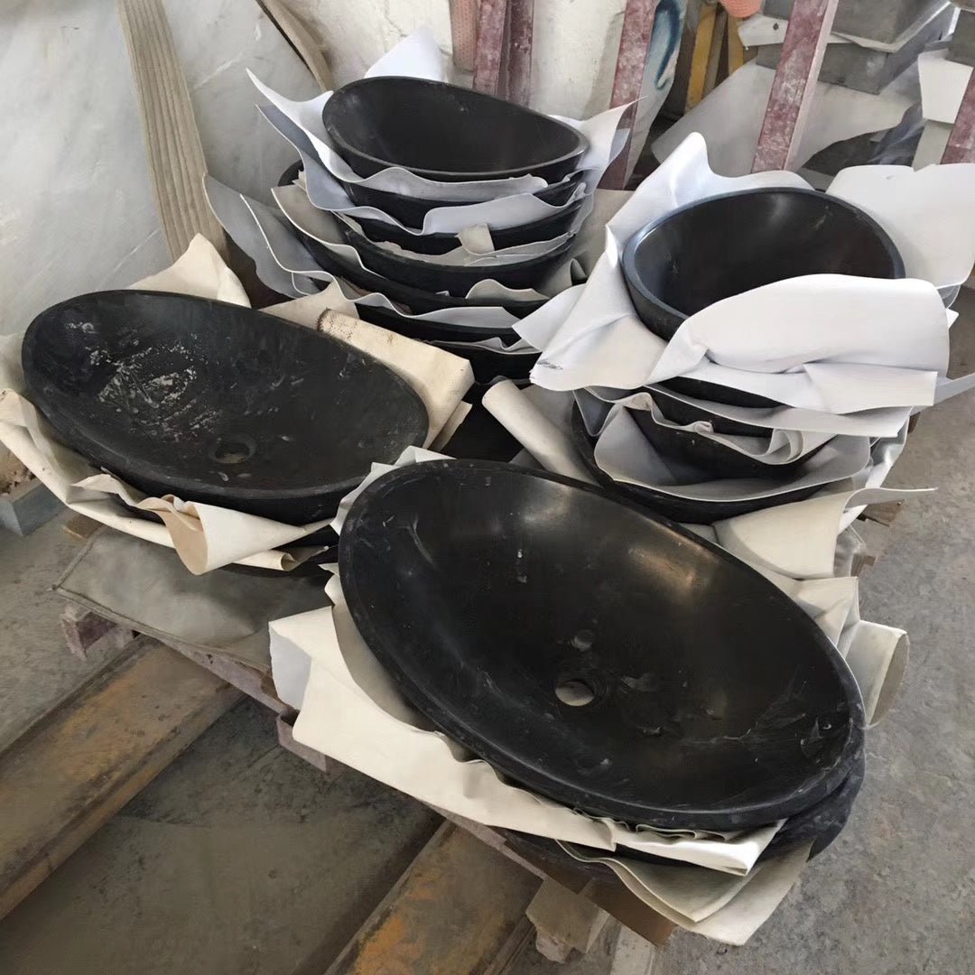 Bồn rửa mặt đá cẩm thạch bầu dục lỗ vòi 4 inch - Daisan Store