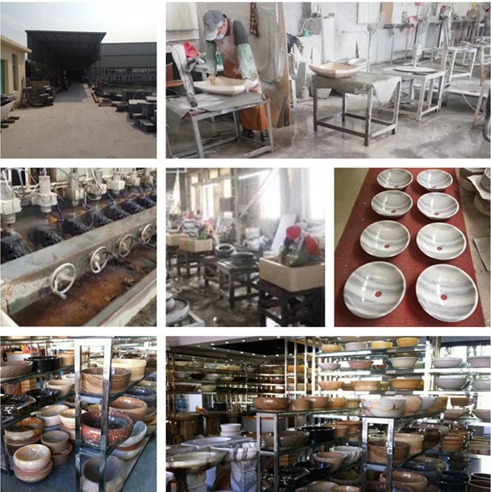 Bồn rửa mặt đá cẩm thạch bầu dục lỗ vòi 4 inch - Daisan Store