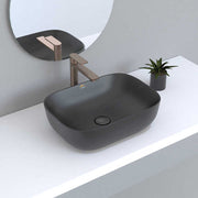 Bồn rửa mặt hình bầu dục tráng men đen mờ, bồn rửa mặt bằng gốm sứ khách sạn - Daisan Store