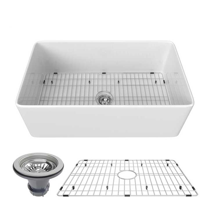 Bồn rửa nhà bếp hình chữ nhật màu trắng 36 inch Farmhouse Bồn rửa nhà bếp kiểu Farmhouse/Aprông Miễn phí vận chuyển đến Hoa Kỳ - Daisan Store