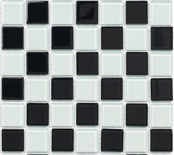 Gạch Mosaic Thủy Tinh Mix Đen Trắng 25004 – Daisan Store