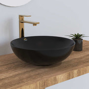 Chậu rửa bát bán chạy Thiết kế mỏng cạnh màu đen mờ Chậu rửa mặt phòng tắm Chậu rửa bằng gốm sứ Chậu rửa mặt tròn khách sạn - Daisan Store