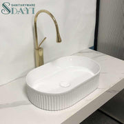 Chậu rửa mặt hiện đại cao cấp SDAYI bằng sứ vân trắng, bàn WC, bồn rửa mặt hình bầu dục bằng gốm, chậu rửa tay - Daisan Store