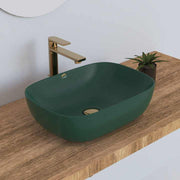 Chậu rửa mặt hình chữ nhật màu xanh lá cây đậm mờ bán chạy, chậu rửa tay để bàn - Daisan Store