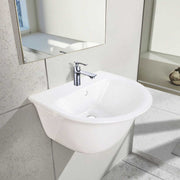 Chậu rửa mặt treo tường bằng sứ trắng hiện đại Lavabo Chậu rửa mặt tròn treo tường - Daisan Store