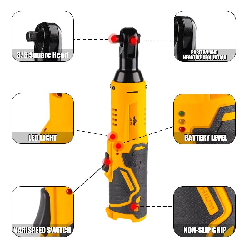 Cờ Lê Quay Điện 12V Có Pin Lithium Góc 90 Độ Nhẹ Cho Gara - Daisan Store