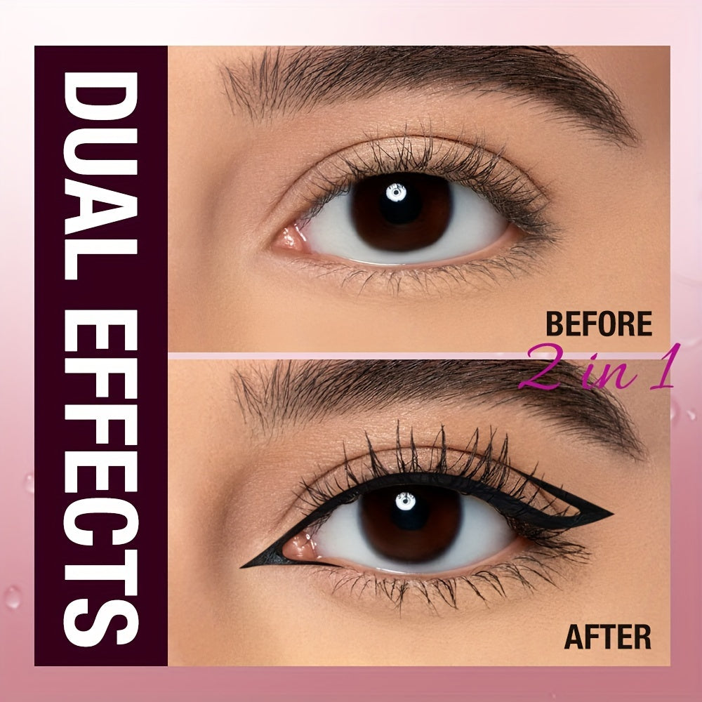 Mascara Eyeliner 2-trong-1 Chống Nước Matte Dày Cong