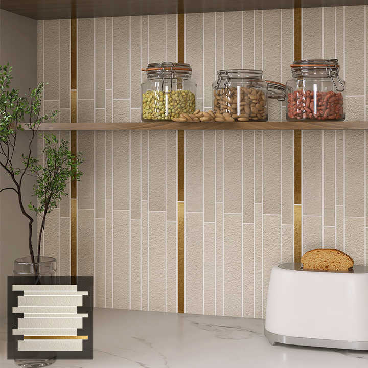 Đá cẩm thạch trắng và vàng trông giống như gạch mosaic lát sàn và tường hồ bơi biệt thự bằng sứ - Daisan Store