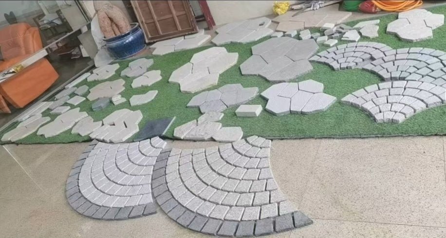 Đá lát vỉa hè hình quạt bằng đá granite phong cách nông thôn trung đại hiện đại, màu xám nhạt - Daisan Store