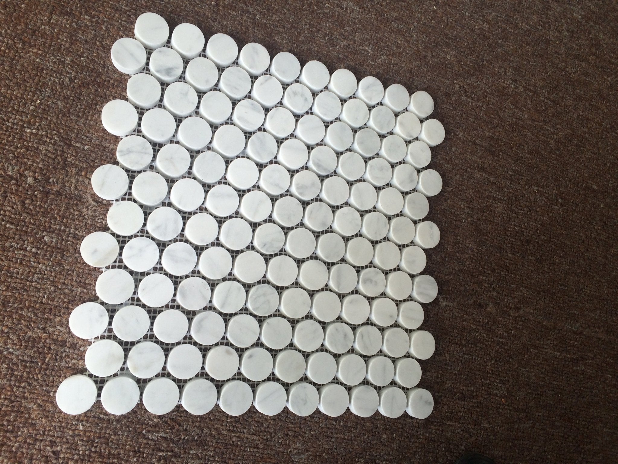 Đá Mosaic Đồng Xu Bianco Carrera Mờ/Bóng 1/2/3 Inch - Daisan Store