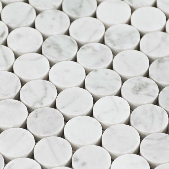 Đá Mosaic Đồng Xu Bianco Carrera Mờ/Bóng 1/2/3 Inch - Daisan Store