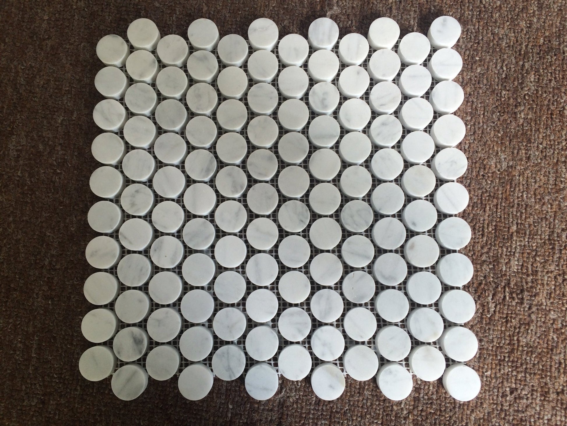 Đá Mosaic Đồng Xu Bianco Carrera Mờ/Bóng 1/2/3 Inch - Daisan Store