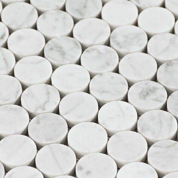 Đá Mosaic Đồng Xu Bianco Carrera Mờ/Bóng 1/2/3 Inch - Daisan Store