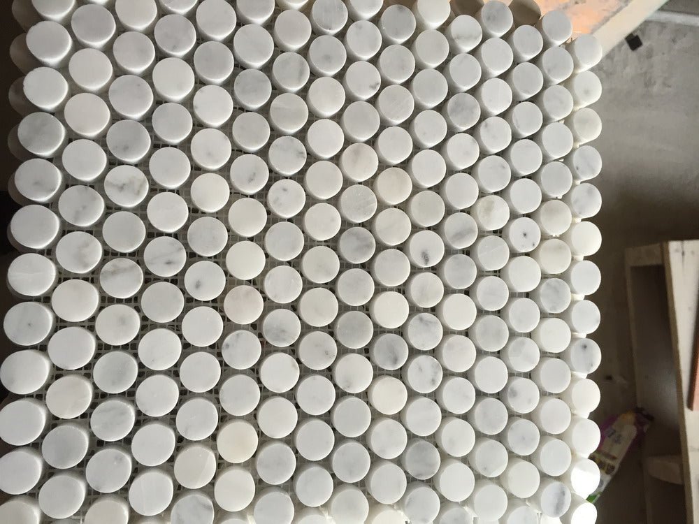 Đá Mosaic Đồng Xu Bianco Carrera Mờ/Bóng 1/2/3 Inch - Daisan Store