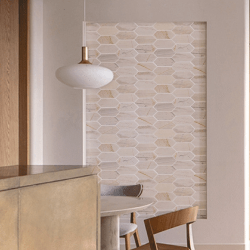 Đá mosaic tự nhiên vân gỗ lục giác dài đánh bóng LD82P001.2 - Daisan Store