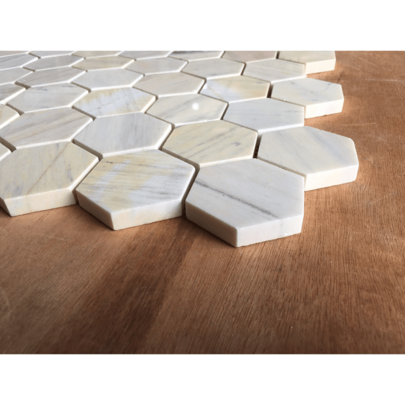 Đá Mosaic vàng chip lục giác bóng L53P002 - Daisan Store