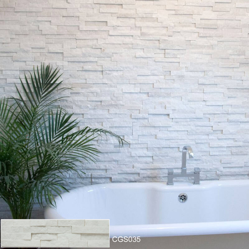 Đá ốp tường ngoại thất màu trắng Culture Stacked Strip - Daisan Store