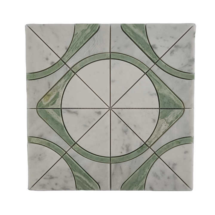 Đá tự nhiên sang trọng hiện đại Khảm đá cẩm thạch xanh 10mm cho tường ngoài căn hộ Sàn đá cẩm thạch xanh Viền huy chương - Daisan Store