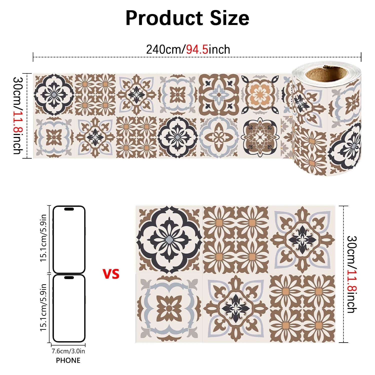 Dán Gạch Gốm Bohemian Trang Trí Tường Phòng Tắm Bếp Hiện Đại - Daisan Store