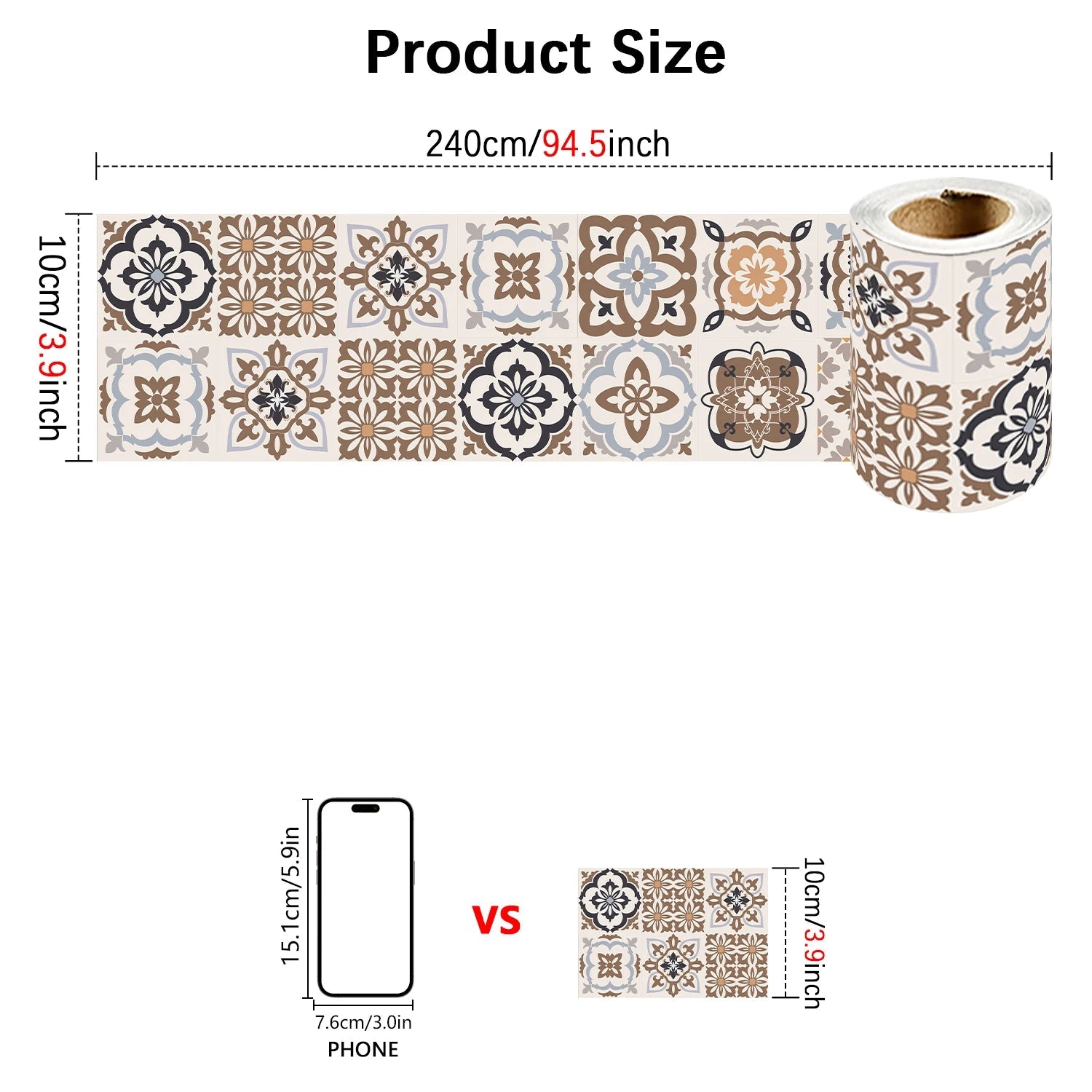 Dán Gạch Gốm Bohemian Trang Trí Tường Phòng Tắm Bếp Hiện Đại - Daisan Store