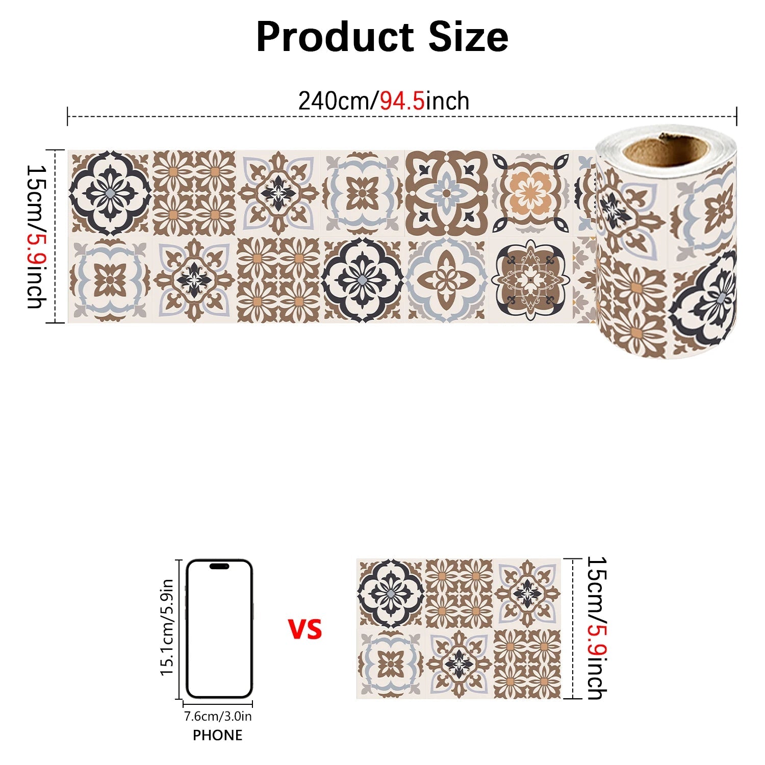 Dán Gạch Gốm Bohemian Trang Trí Tường Phòng Tắm Bếp Hiện Đại - Daisan Store