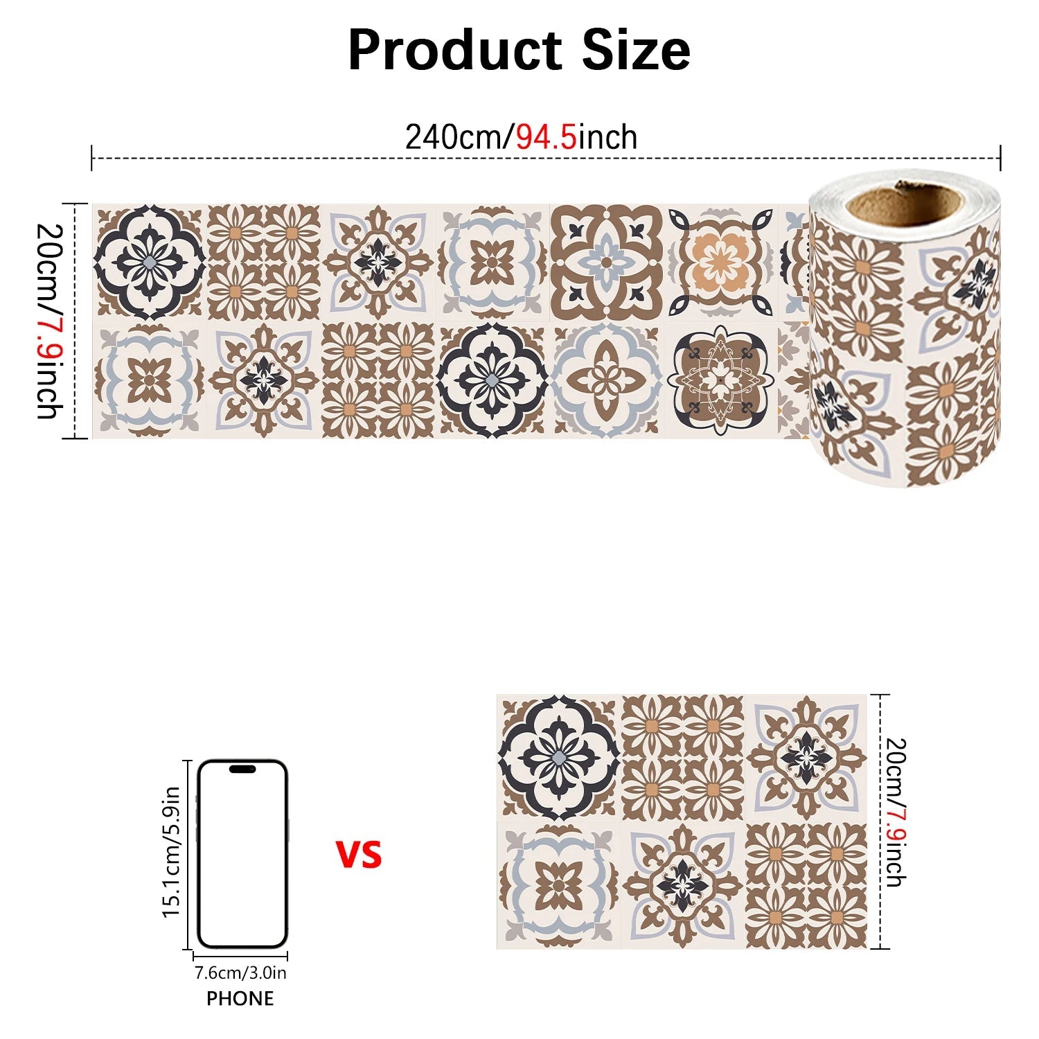 Dán Gạch Gốm Bohemian Trang Trí Tường Phòng Tắm Bếp Hiện Đại - Daisan Store