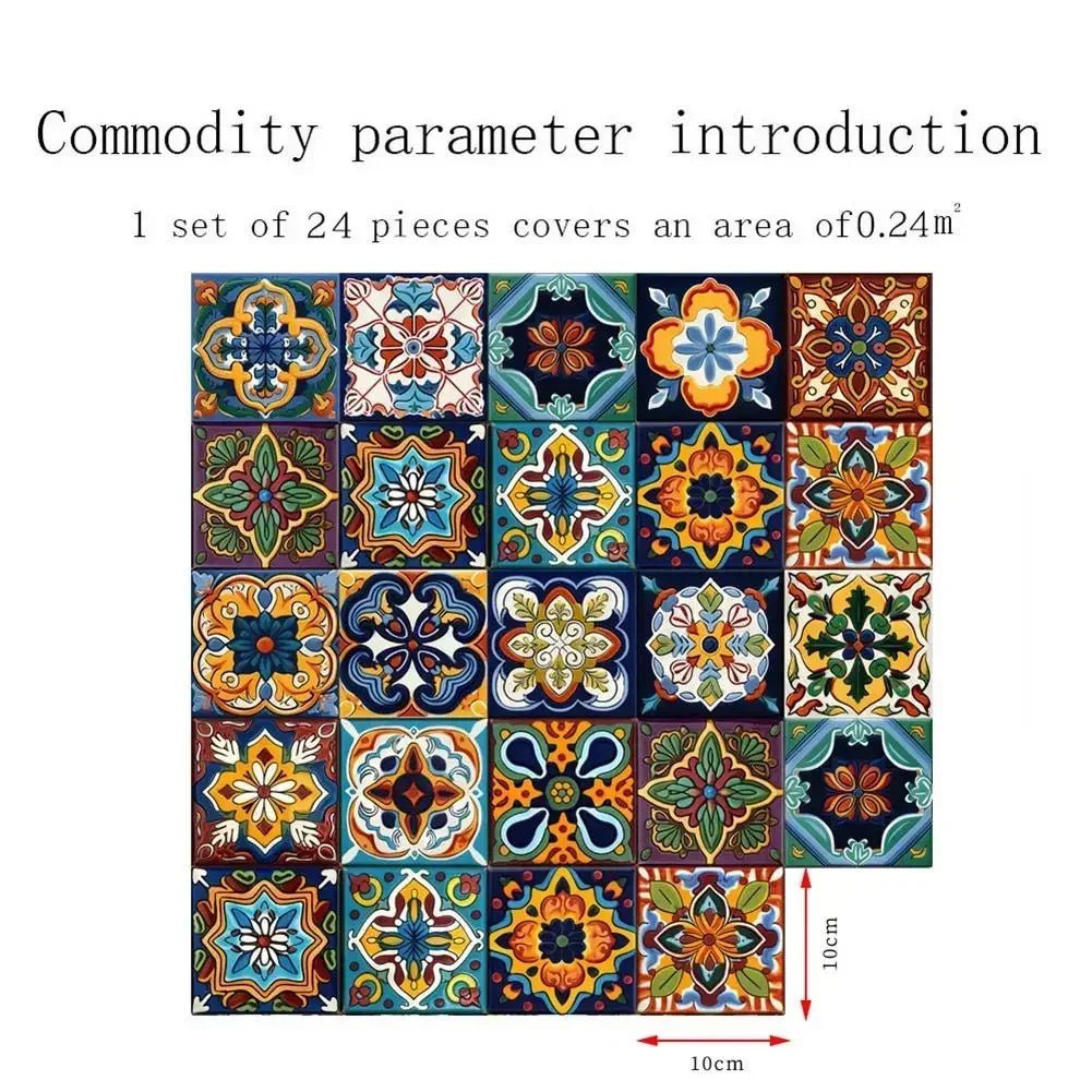 Dán Gạch Trang Trí Morocco 24 Miếng Họa Tiết Sáng Tạo Tường - Daisan Store