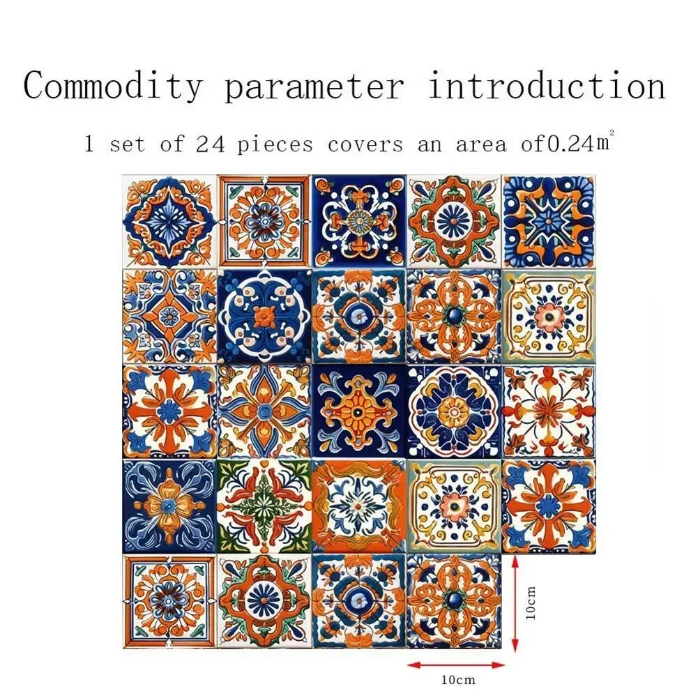 Dán Gạch Trang Trí Morocco 24 Miếng Họa Tiết Sáng Tạo Tường - Daisan Store