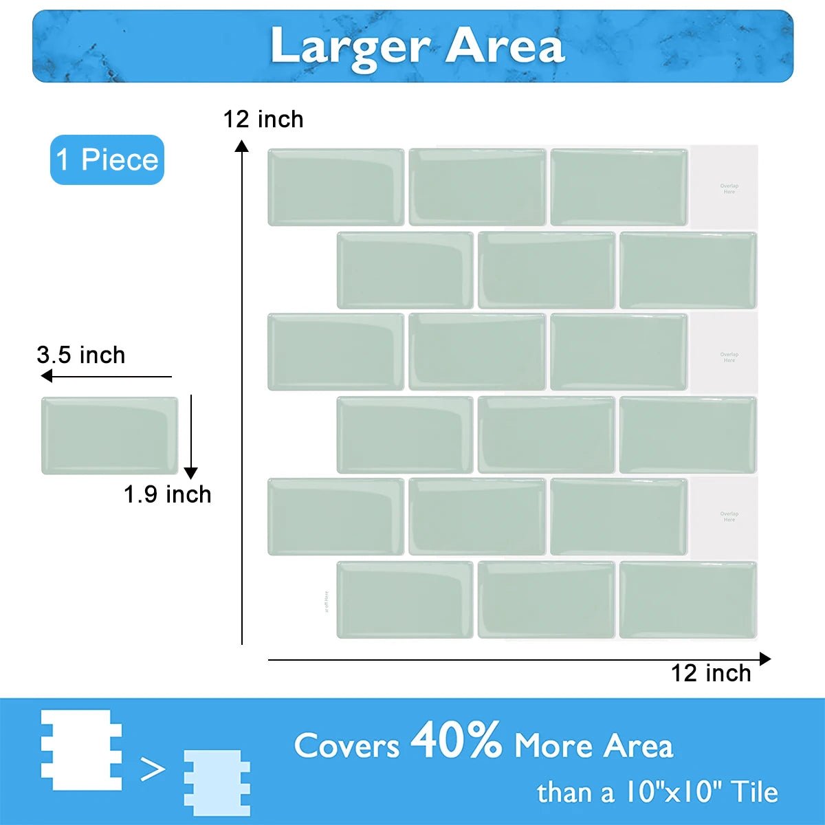 Dán Tường Backsplash 3D Metro Hiện Đại 12x12 Inch Tự Dính - Daisan Store