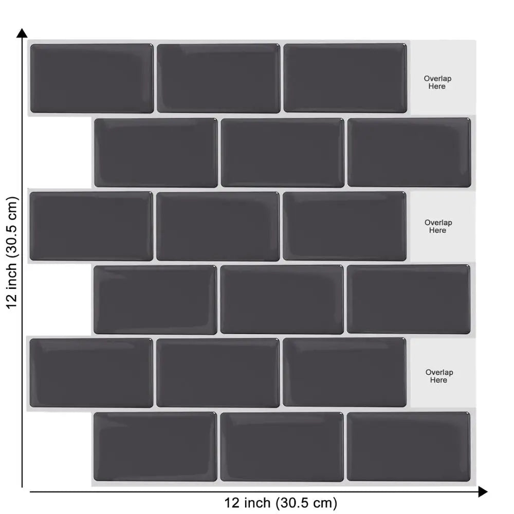 Dán Tường Backsplash 3D Metro Hiện Đại 12x12 Inch Tự Dính - Daisan Store