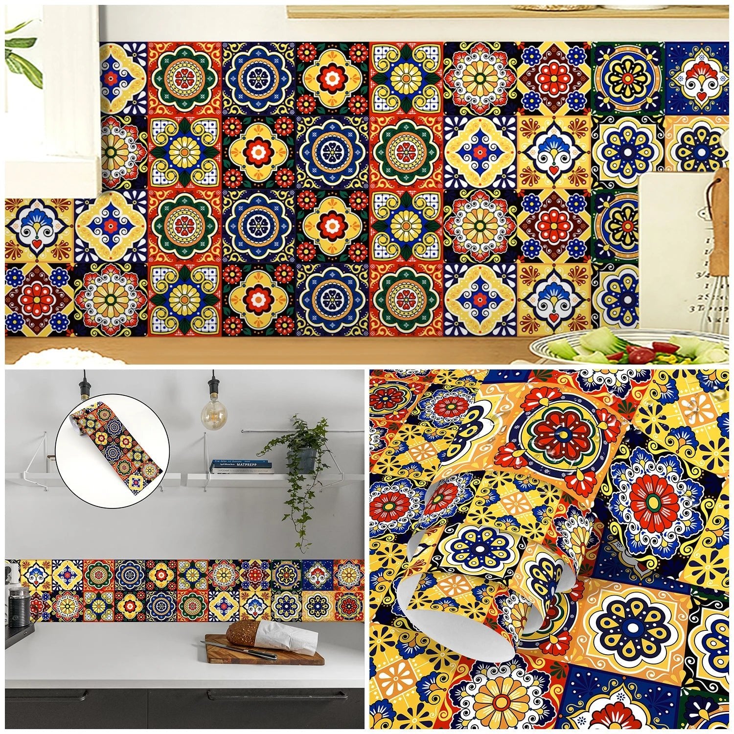 Dán Tường Gạch Men Mandala Màu Chống Thấm Bếp Phòng Tắm - Daisan Store