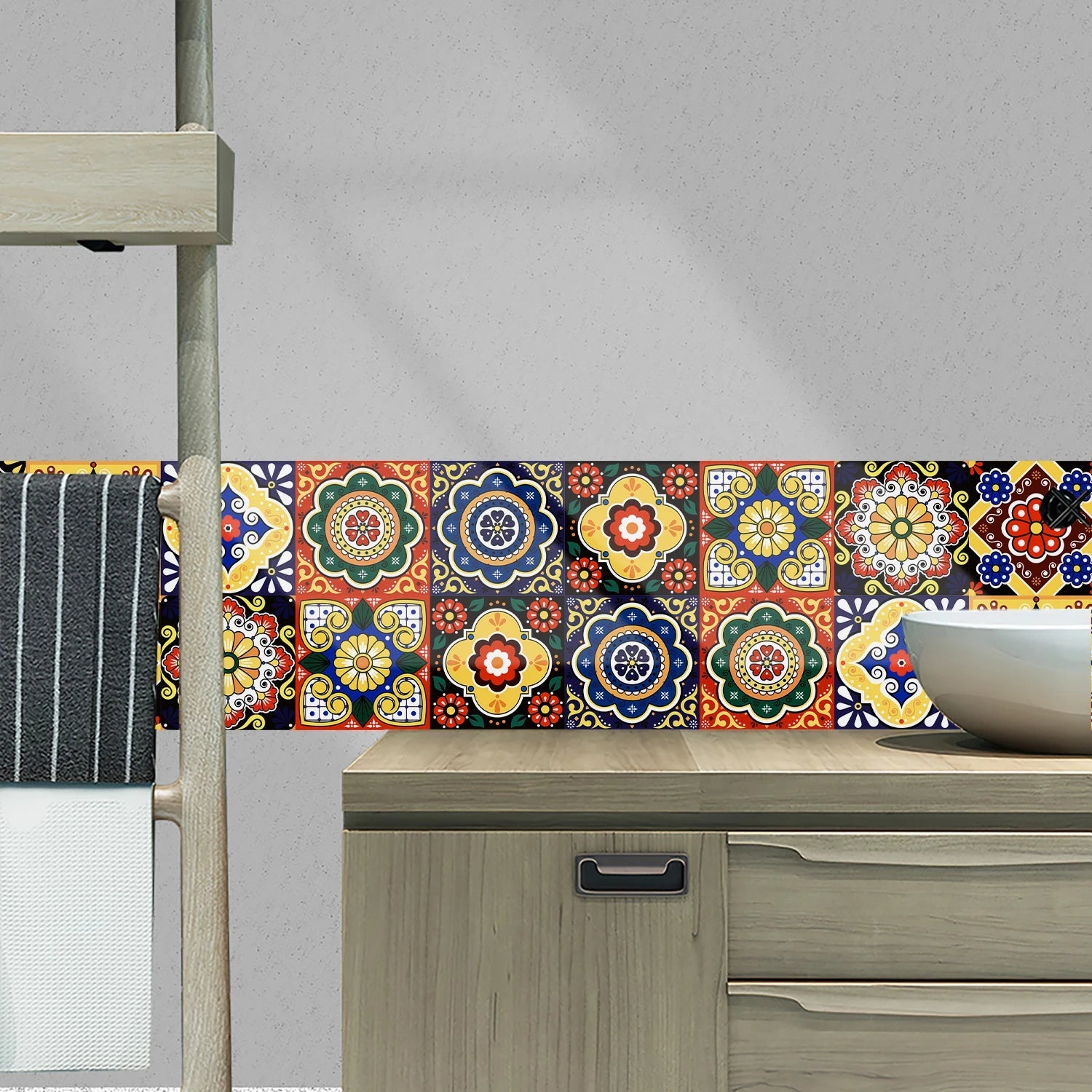 Dán Tường Gạch Men Mandala Màu Chống Thấm Bếp Phòng Tắm - Daisan Store