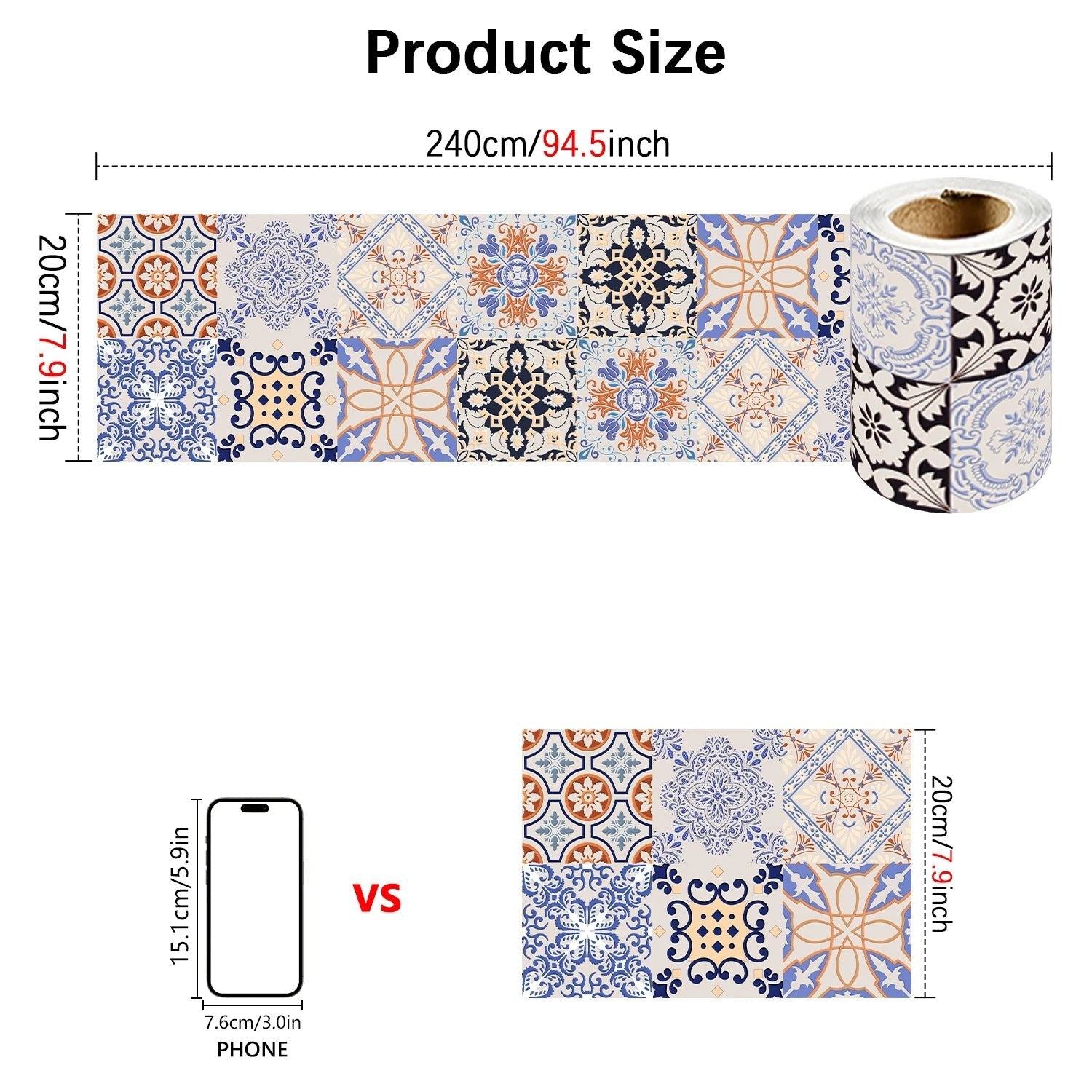 Dán Tường Gạch Sứ Bohemian Cho Phòng Tắm Và Bếp Chống Thấm - Daisan Store