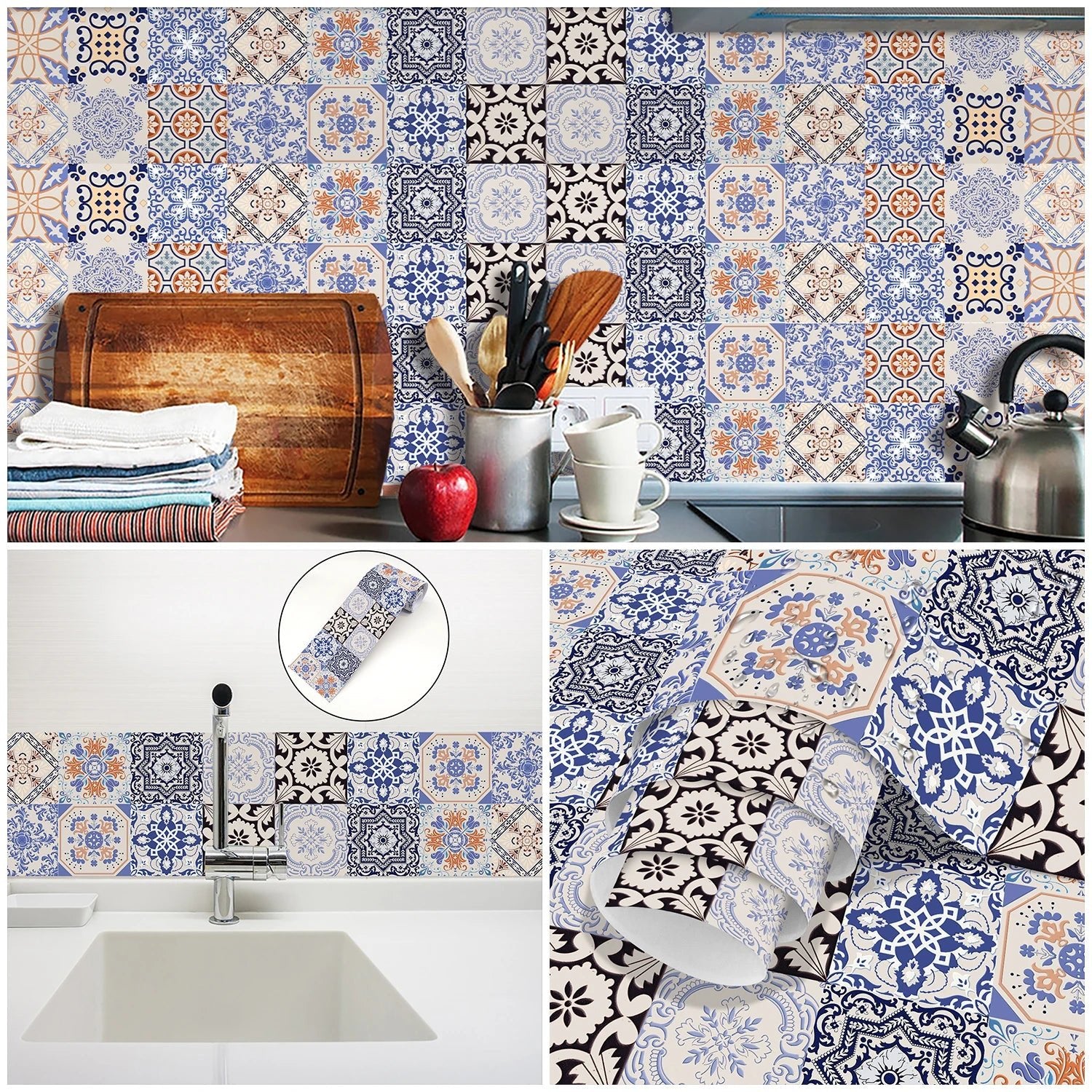 Dán Tường Gạch Sứ Bohemian Cho Phòng Tắm Và Bếp Chống Thấm - Daisan Store