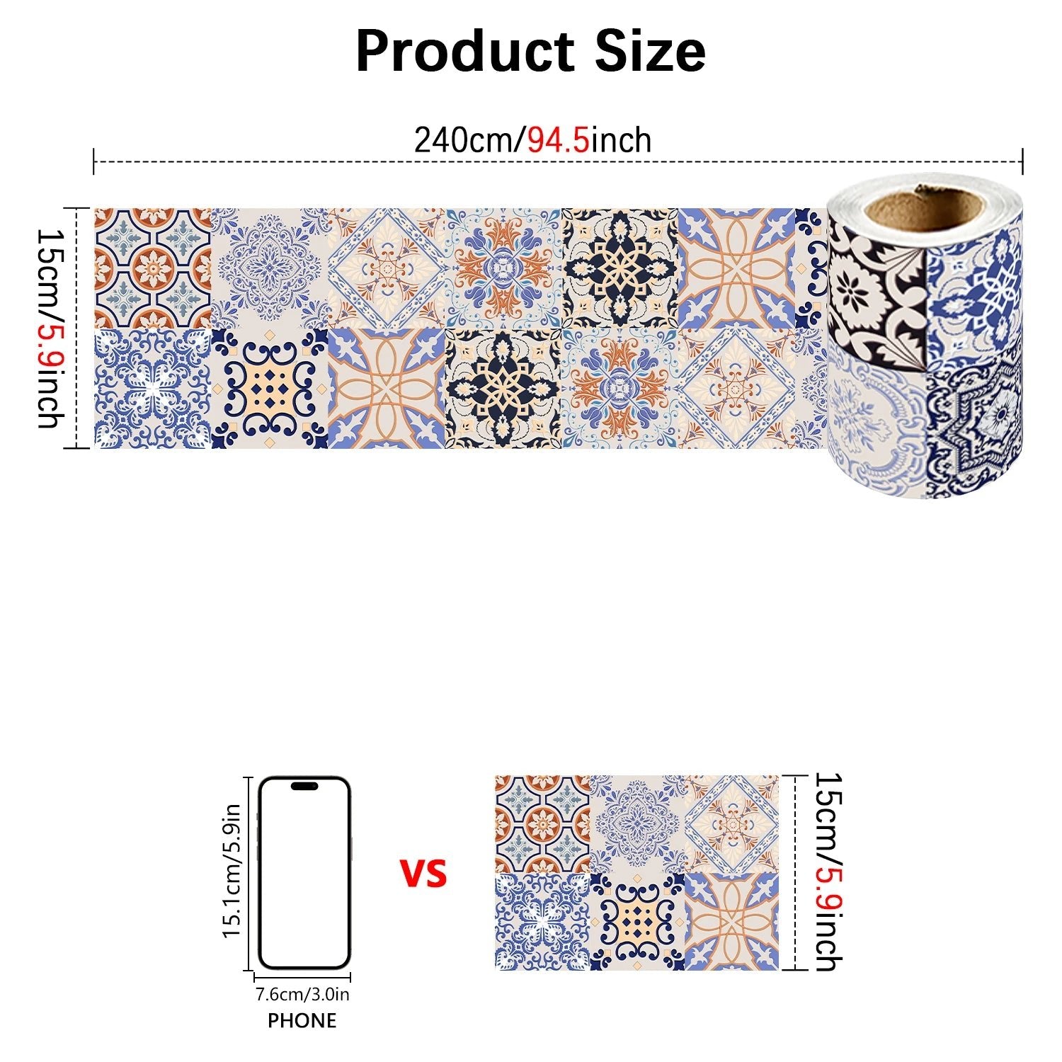 Dán Tường Gạch Sứ Bohemian Cho Phòng Tắm Và Bếp Chống Thấm - Daisan Store