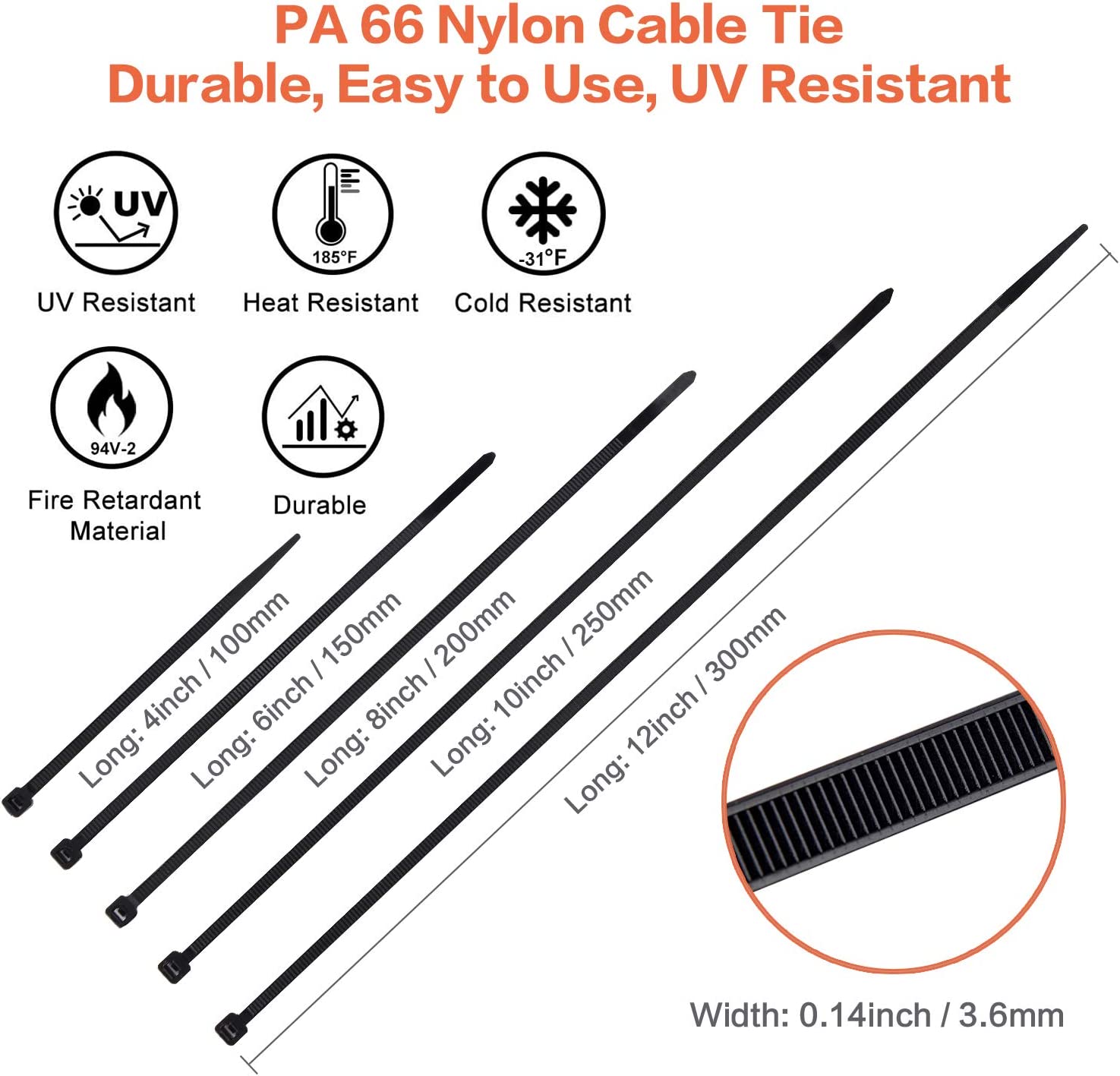 Dây buộc cáp nylon XINGO, tự khóa, nhựa PA66 - Daisan Store
