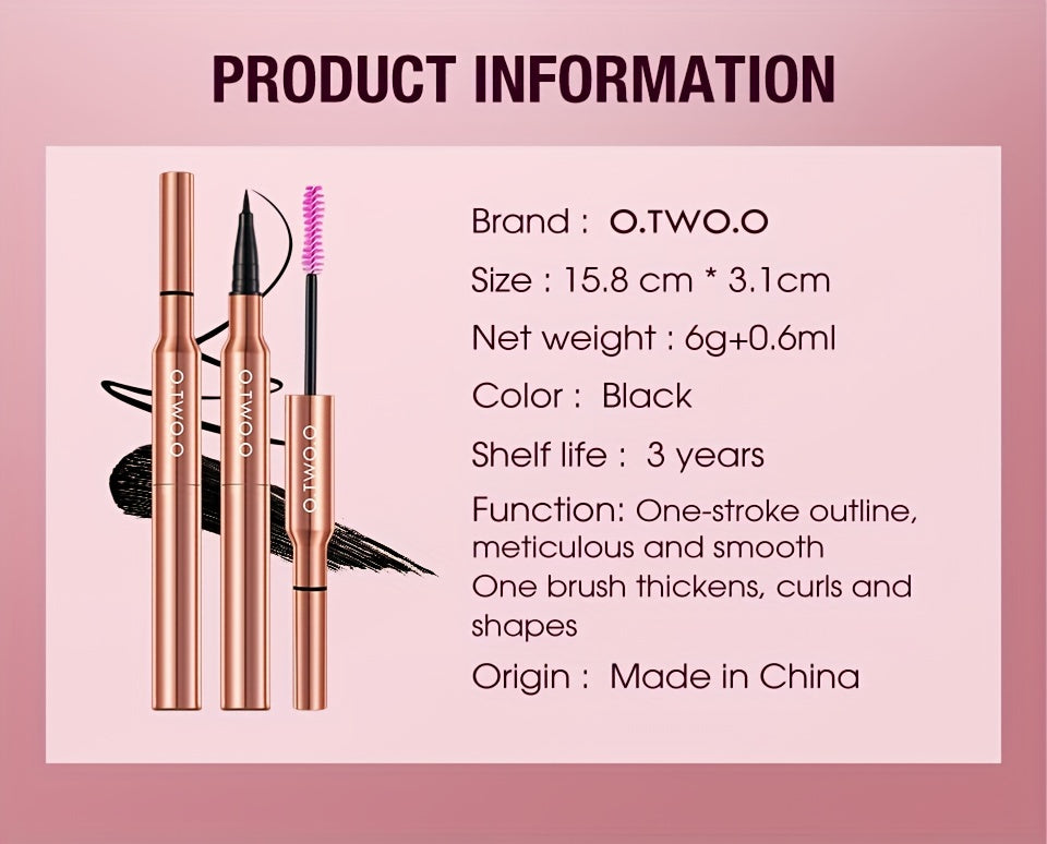 Mascara Eyeliner 2-trong-1 Chống Nước Matte Dày Cong