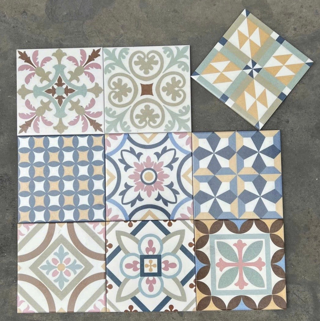 Gạch thẻ phong cách Châu Âu họa tiết hoa đa dạng ốp tường lát sàn nội thất phòng ngủ phòng khách