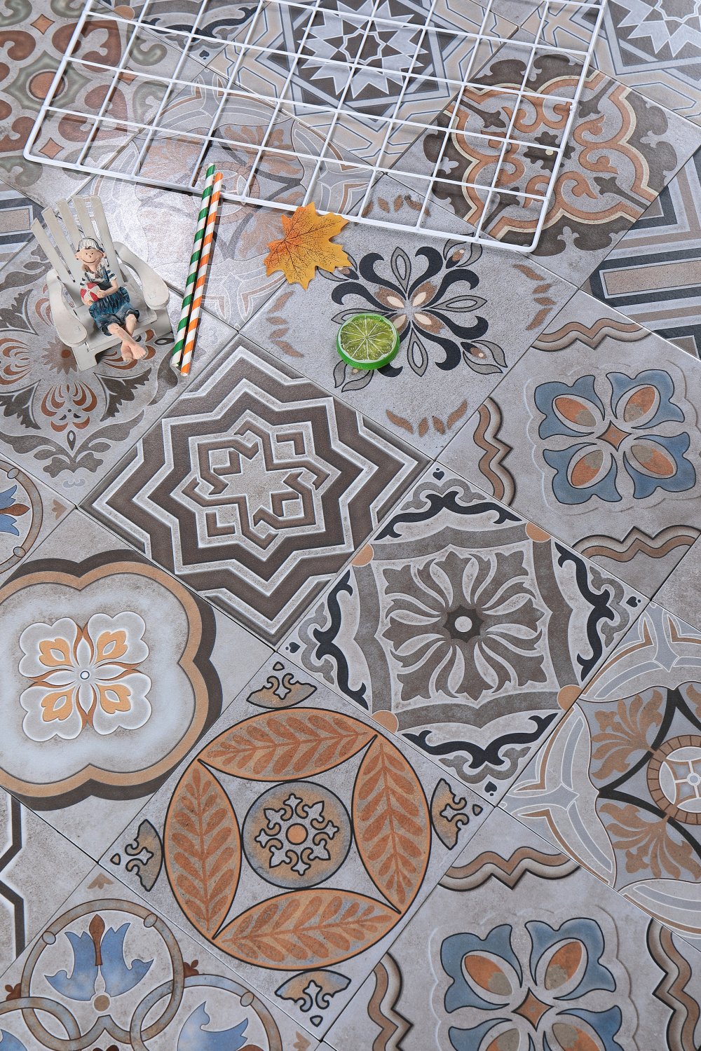 Gạch thẻ phong cách Châu Âu họa tiết hoa đa dạng ốp tường lát sàn nội thất phòng ngủ phòng khách