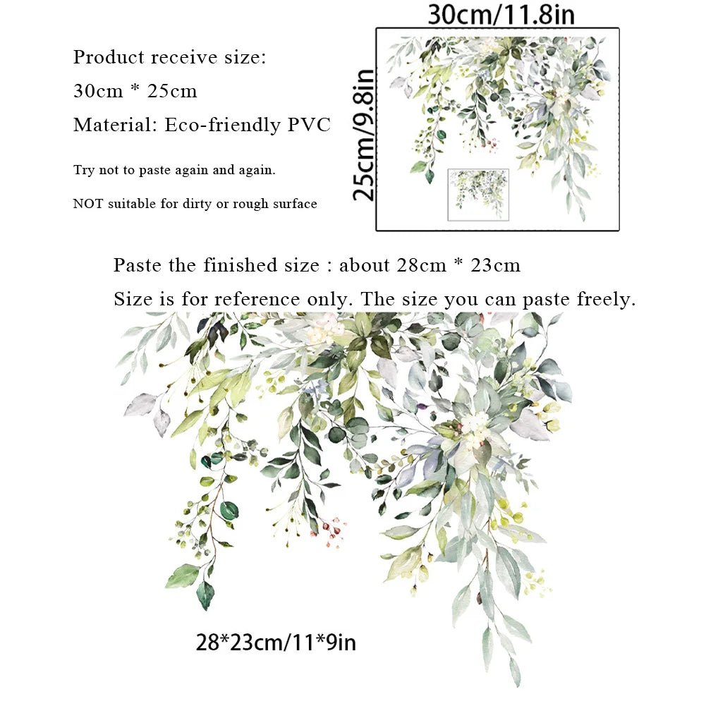 Decal Dán Tường Lá Xanh Trang Trí Nhà Tắm Phòng Khách - Daisan Store