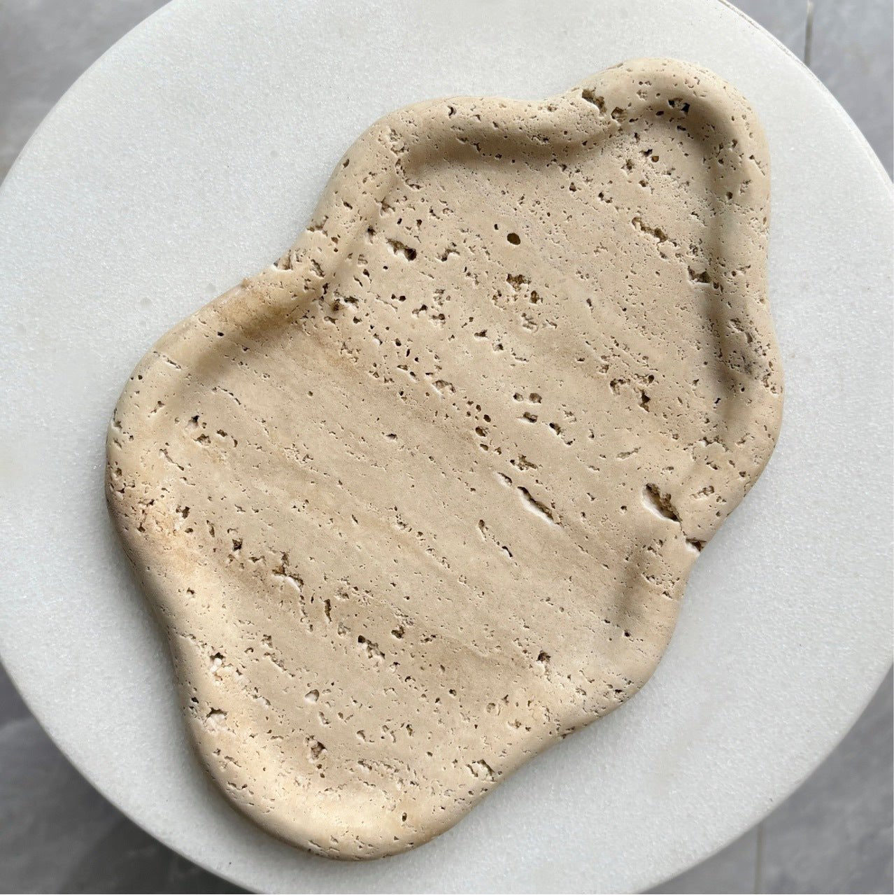 Đèn Nến Travertine Trắng - Đế Cẩm Thạch Bóng - Daisan Store