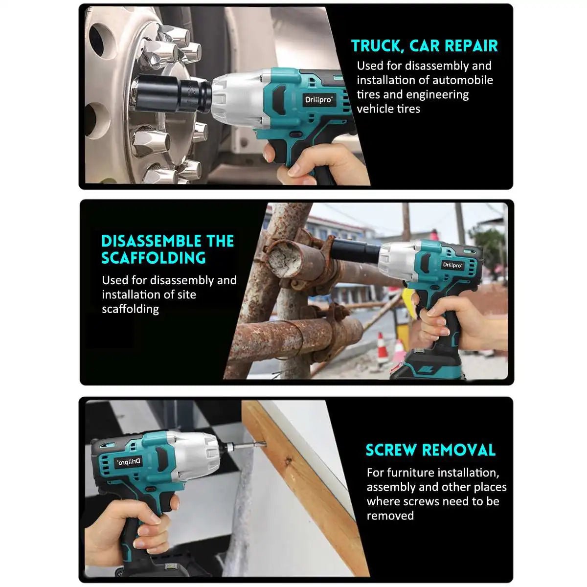 Drillpro Súng Vặn Đánh Lực Không Dây 2000Nm Brushless 18V - Daisan Store