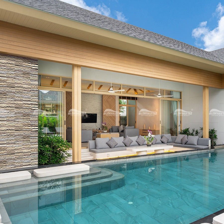 Dự án ốp lát hồ bơi khách sạn Bluwhale bằng đá phiến tự nhiên và đá vôi - Daisan Store