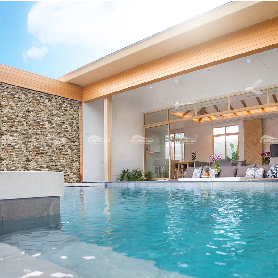 Dự án ốp lát hồ bơi khách sạn Bluwhale bằng đá phiến tự nhiên và đá vôi - Daisan Store