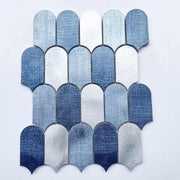 FEA2208 Gạch ốp tường phòng tắm kim loại màu xanh dương hình lông vũ hiện đại, thiết kế đồ họa tùy chỉnh - Daisan Store