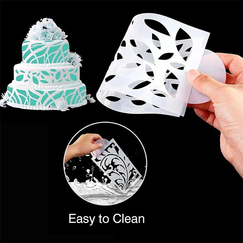 Fondant Cake Mesh Stamps Stencils Embossing for Decorating Tool Plastic Spray Mold Cake Lace Border Painting Wedding Party Decor - Daisan Store