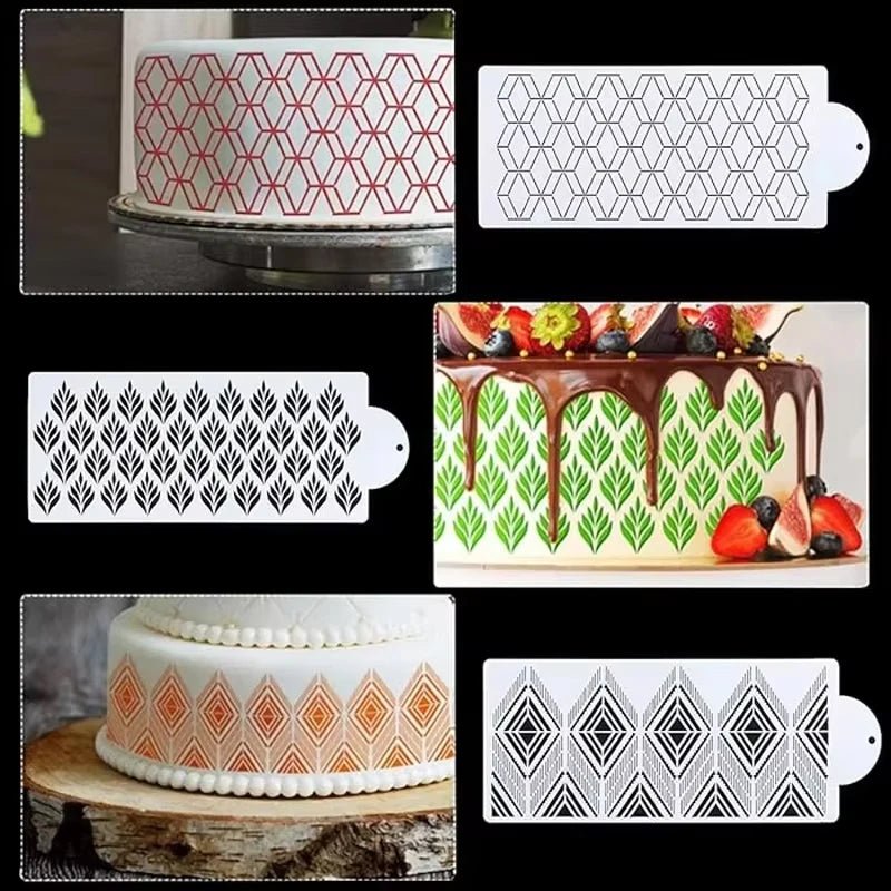 Fondant Cake Mesh Stamps Stencils Embossing for Decorating Tool Plastic Spray Mold Cake Lace Border Painting Wedding Party Decor - Daisan Store