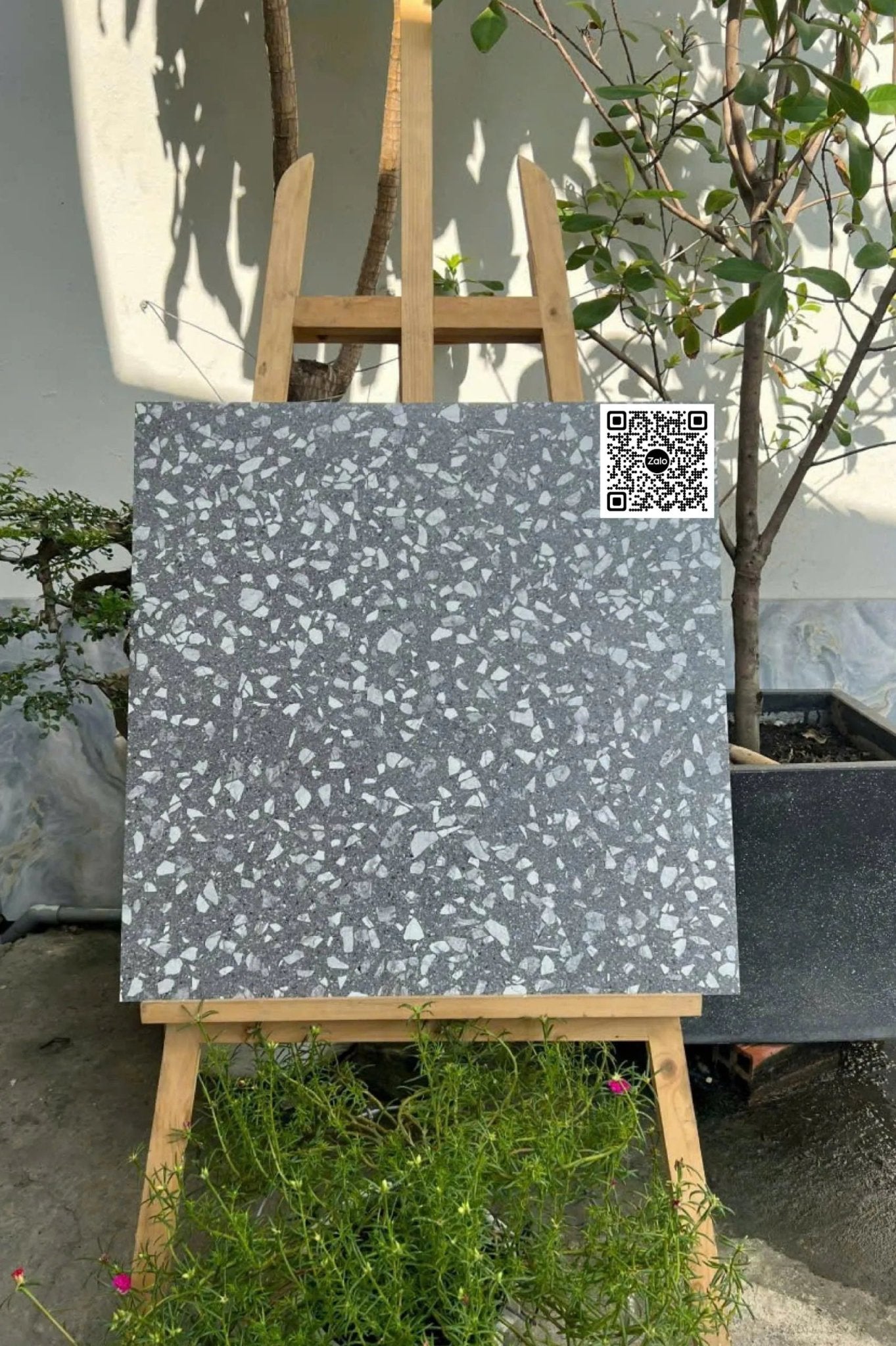 Gạch Đá 60x60 Ốp Lát terrazzo xám đậm - Daisan Store